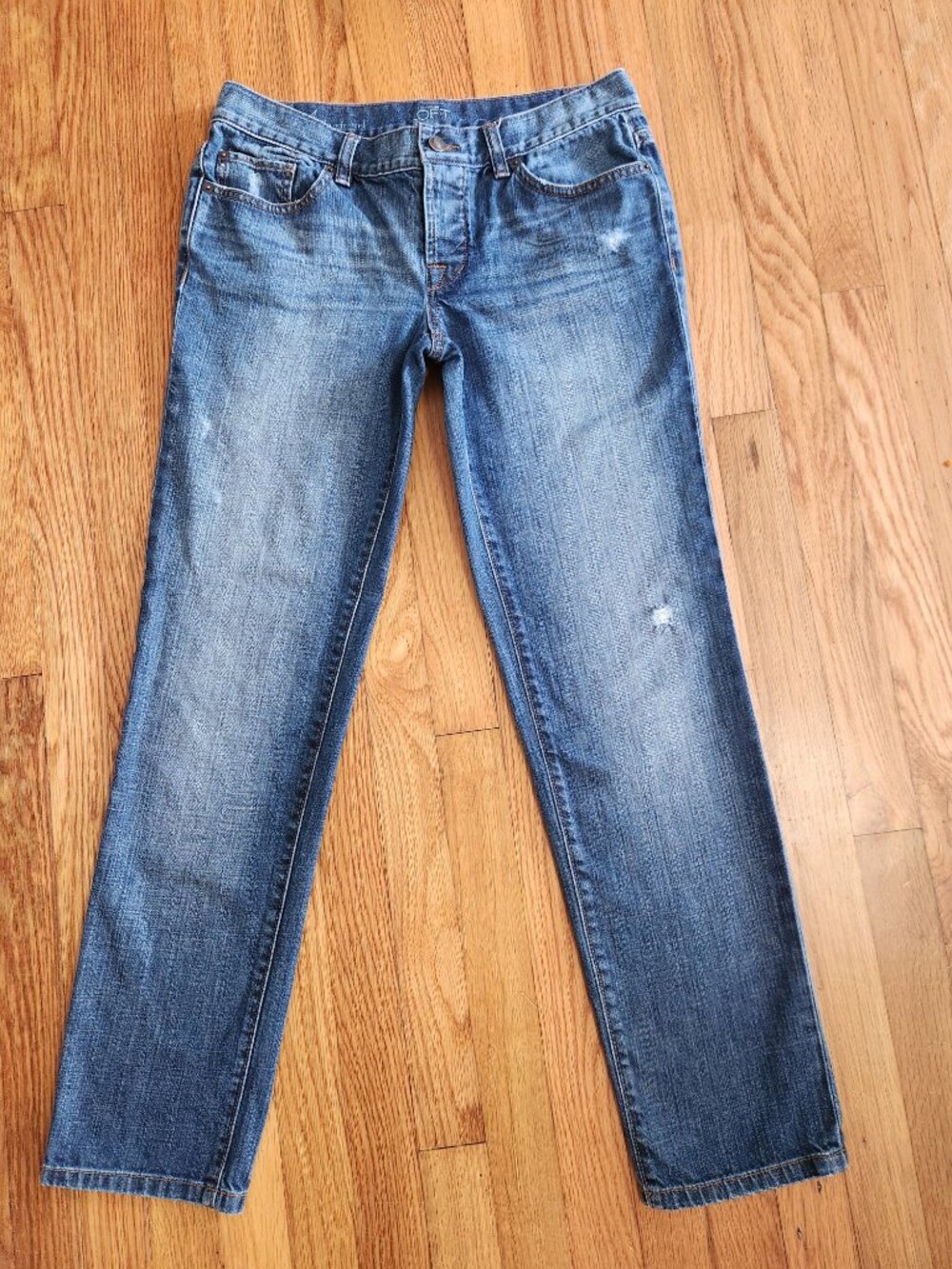 LOFT Button Fly Distressed Boyfriend / Straight Leg Jeans - Size 4
